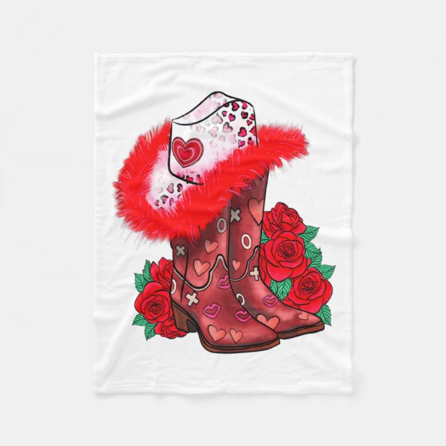 Manta Polar Western Valentines Day Cowgirl Boots Yeehaw Howdy  (Anverso)