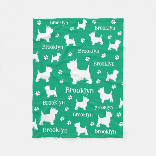 Manta Polar Westie Blanket Personalizado West Highland Terrier (Anverso)