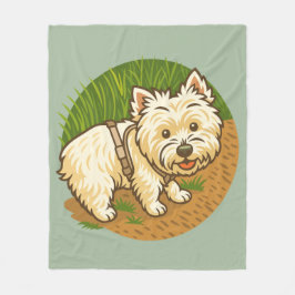 Manta Polar Westie feliz en el sendero natural