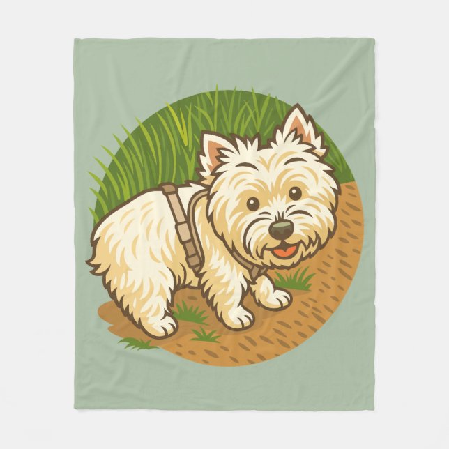 Manta Polar Westie feliz en el sendero natural (Anverso)