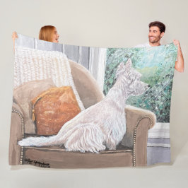 Manta Polar Westie Mirando hacia fuera una ventana