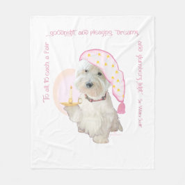 Manta Polar Westie Rosa Buenas Noches con Vela