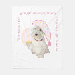 Manta Polar Westie Rosa Buenas Noches con Vela