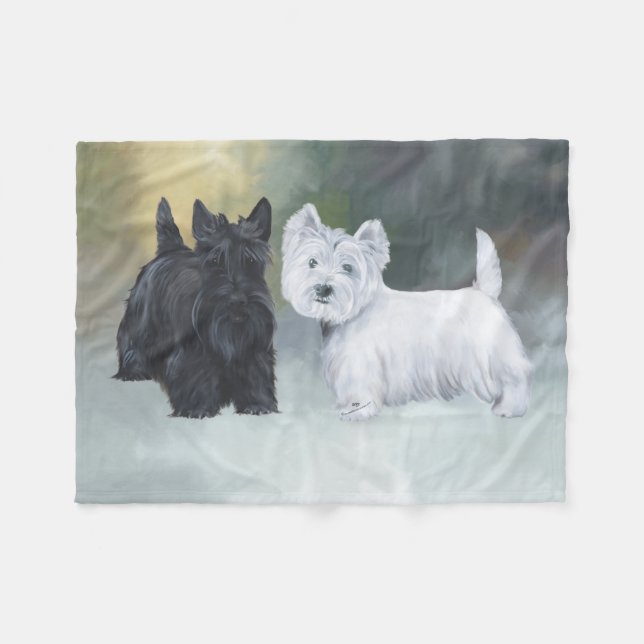 Manta Polar Westie Scottie Wintertime (Frente (Horizontal))