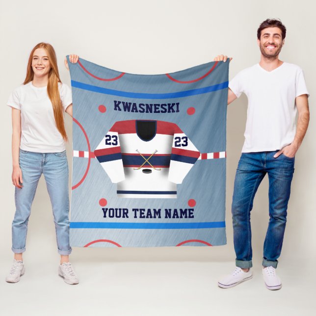 Manta Polar Wh azul| Red Ice Hockey Rink| Jugador Jersey (In situ)