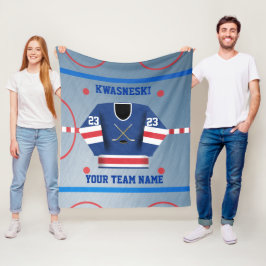 Manta Polar Wh azul| Red Ice Hockey Rink| Jugador Jersey