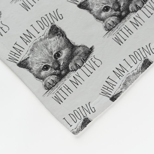 Manta Polar What Am I Doing With My Lives Cute Kitten (Esquina)