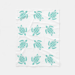 Manta Polar Whimsical Aqua Blue Sea Turtles Patrón Náutico