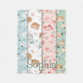 Manta Polar Whimsical baby blanket forest animals patterns