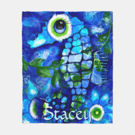 Manta Polar Whimsical Big-Eyes Seahorse Art Blue Personalized
