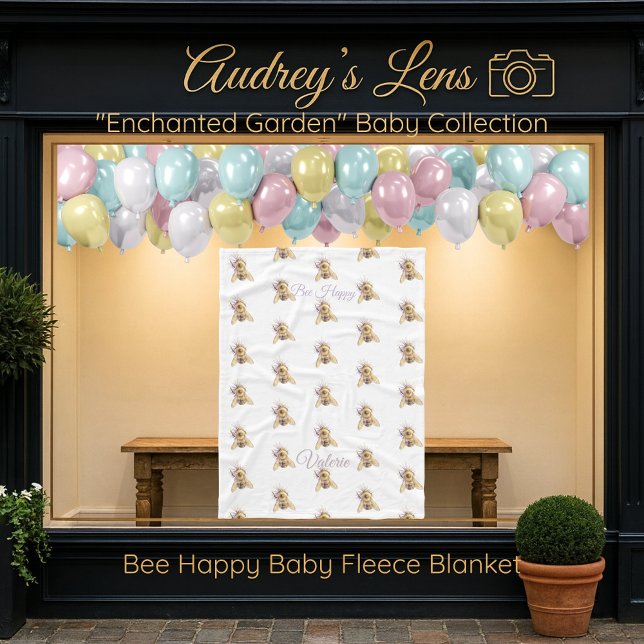 Manta Polar Whimsical Bumblebee & Wildflowers "Bee Happy" (Subido por el creador)