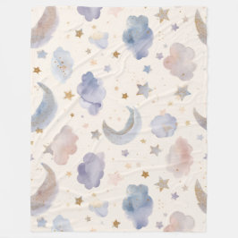 Manta Polar Whimsical Celestial Moon Stars Watercolor Pastels