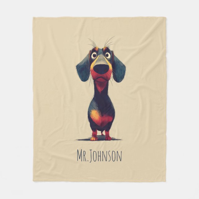 Manta Polar  Whimsical Dachshund Character Illustration (Anverso)