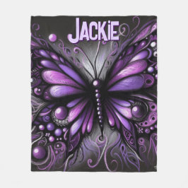Manta Polar Whimsical Gothic Butterfly Purple Personalized