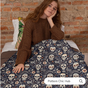 Manta Polar Whimsical Gothic Sugar Skull Vintage moderno