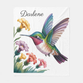 Manta Polar Whimsical Hummingbird Floral Baby Shower