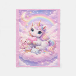 Manta Polar Whimsical Kawaii Pastel Unicorn & Friends On Cloud