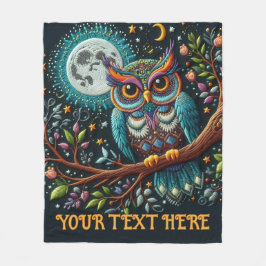 Manta Polar Whimsical Owl Faux Embroidery
