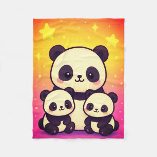 Manta Polar Whimsical Panda Trio en el Paisaje del Gradiente