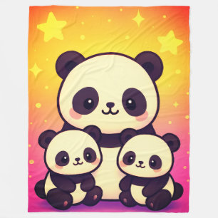 Manta Polar Whimsical Panda Trio en el Paisaje del Gradiente