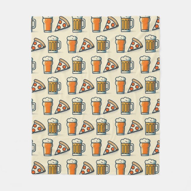 Manta Polar Whimsical Pizza and Beer Pattern (Anverso)