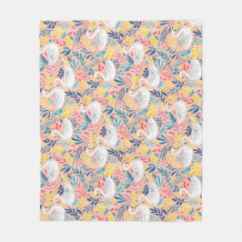 Manta Polar Whimsical Sweet Swans on Pale Pink