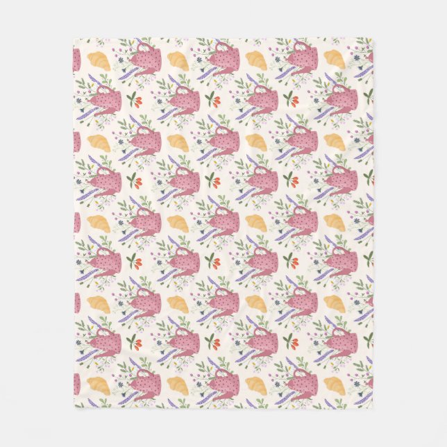 Manta Polar Whimsical Tea Time Doodle Throw Blanket (Anverso)