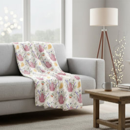 Manta Polar Whimsical Tea Time Doodle Throw Blanket