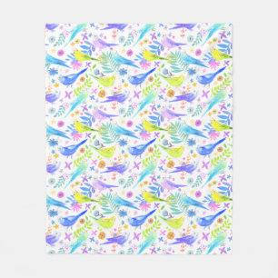 Manta Polar Whimsical Watercolour Budgie Parakeets