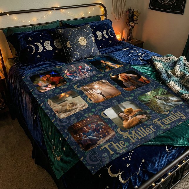 Manta Polar Whimsigoth Celestial | 9 Photo Family Collage (Whimsigoth family photo collage. Dark cottagecore celestial moon & owl Moth Woodland keepsake gift)