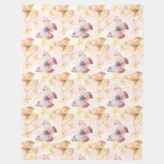 Manta Polar Whimsy mariposa acuarela (Anverso)