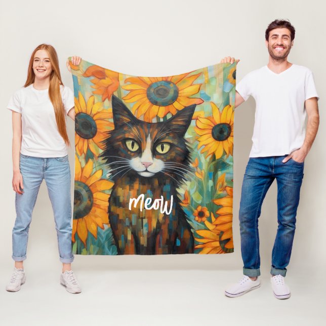 Manta Polar Whiskers & Sunflowers: Cumpleaños de Cat Lover (In situ)