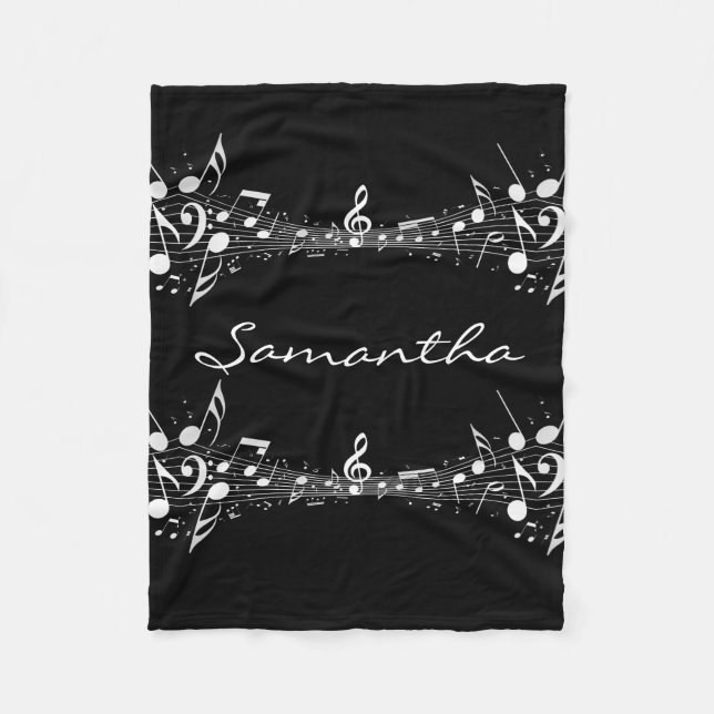 Manta Polar White Musical Notes Doble Diseño Funda (Anverso)