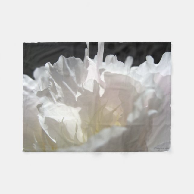 Manta Polar White Peony Petals Silhouette (Frente (Horizontal))