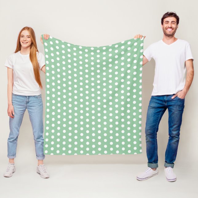 Manta Polar White Polka Dots on Sage Green  (In situ)