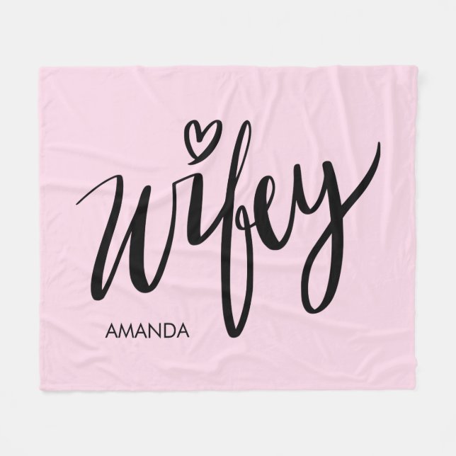 Manta Polar Wifey fleece blanket gift with personalized name (Frente (Horizontal))