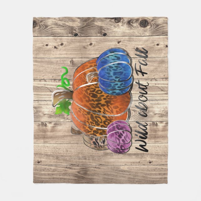 Manta Polar Wild About Fall Leopard Print Pumpkins (Anverso)