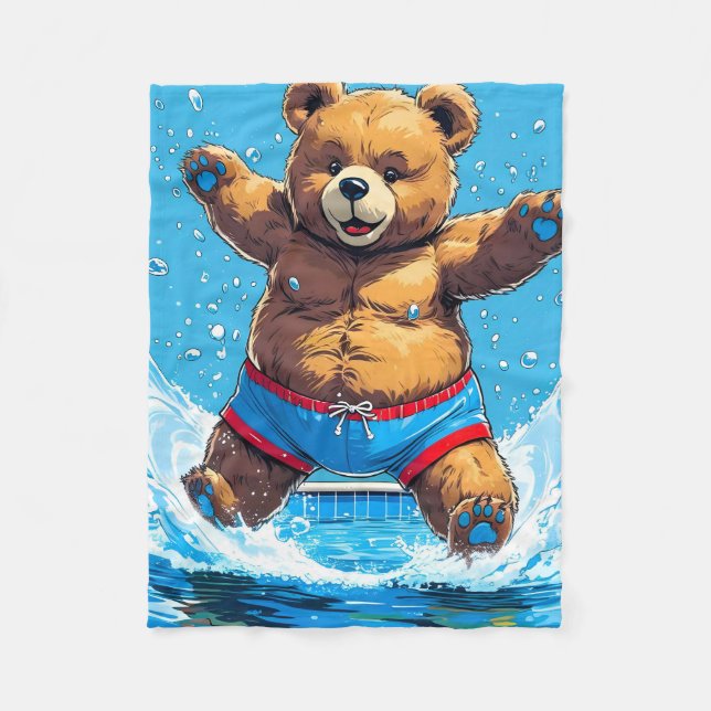 Manta Polar Wild Bear Summer Vintage Pool  (Anverso)