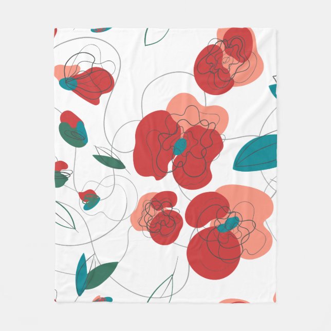 Manta Polar Wildflower Wonderland | Patrón de flores estilizad (Anverso)