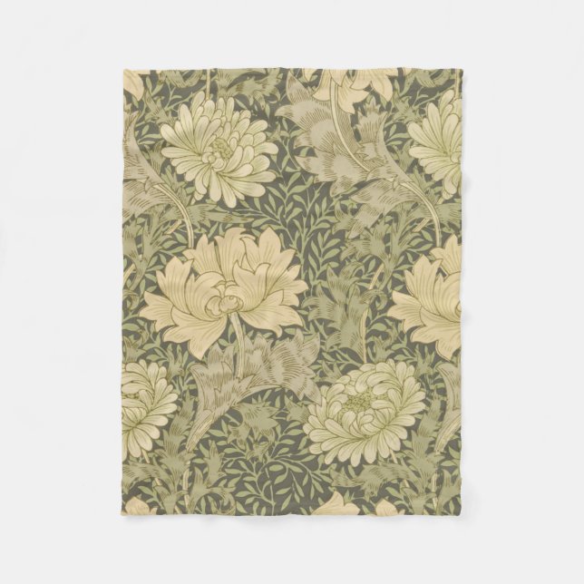 Manta Polar William Morris Chrysanthemum Sage Flower (Anverso)