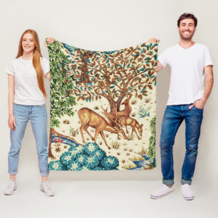Manta Polar William Morris Deer por un beige de topografía bro