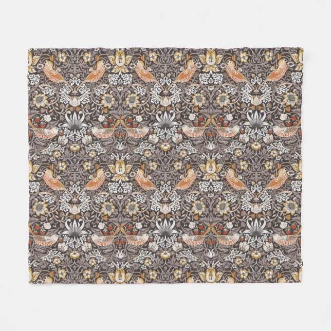 Manta Polar William Morris Fruta Robada Carbón Ocre (Frente (Horizontal))