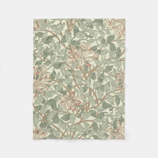 Manta Polar William Morris Honeysuckle Green Floral (Anverso)