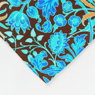 Manta Polar William Morris Hyacinth Print, Aqua y Brown