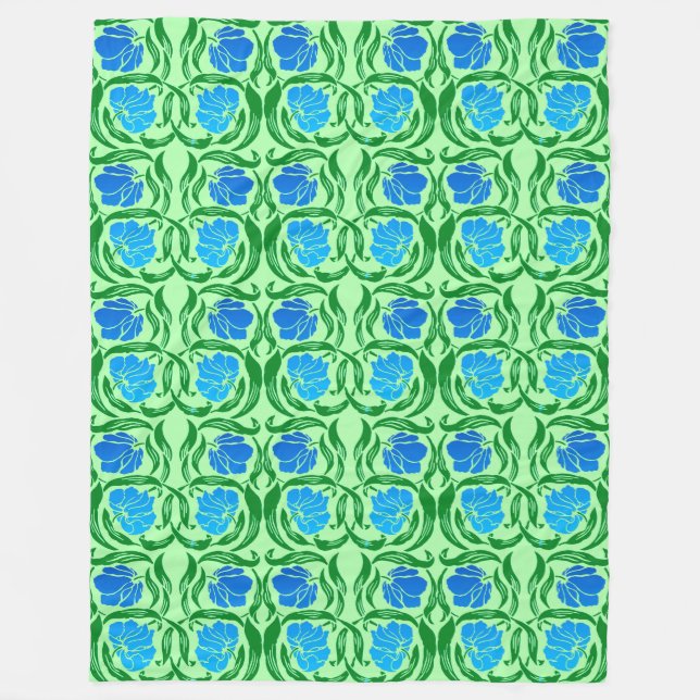 Manta Polar William Morris Pimpernel, Blue & Lime Green (Anverso)