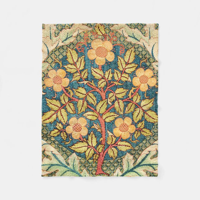Manta Polar William Morris Rosa Wreath (Zoomed) Throw Blanket (Anverso)