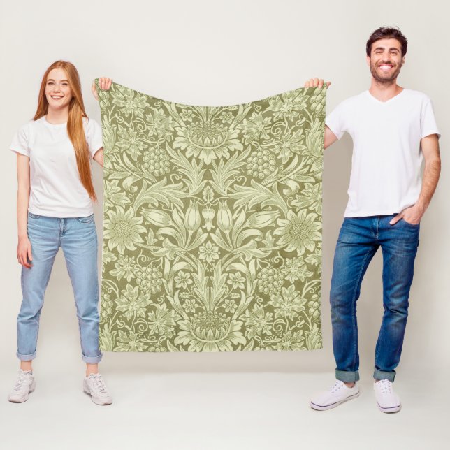 Manta Polar William Morris Sunflower Green Flower (In situ)