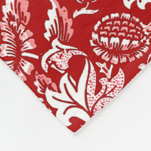 Manta Polar William Morris Sunflower, rojo profundo y blanco