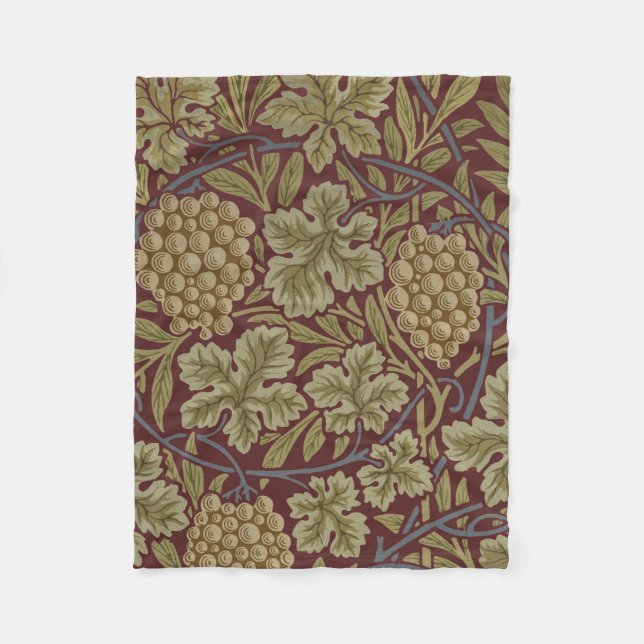 Manta Polar William Morris Vine Grape Red Green Art (Anverso)