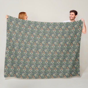 Manta Polar William Morris Vintage Floral Pink Green Compton